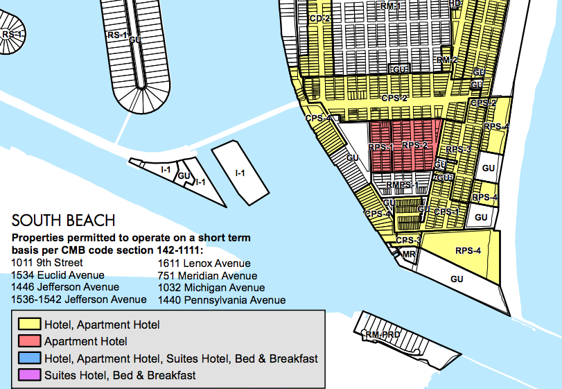 South Beach short term rental map